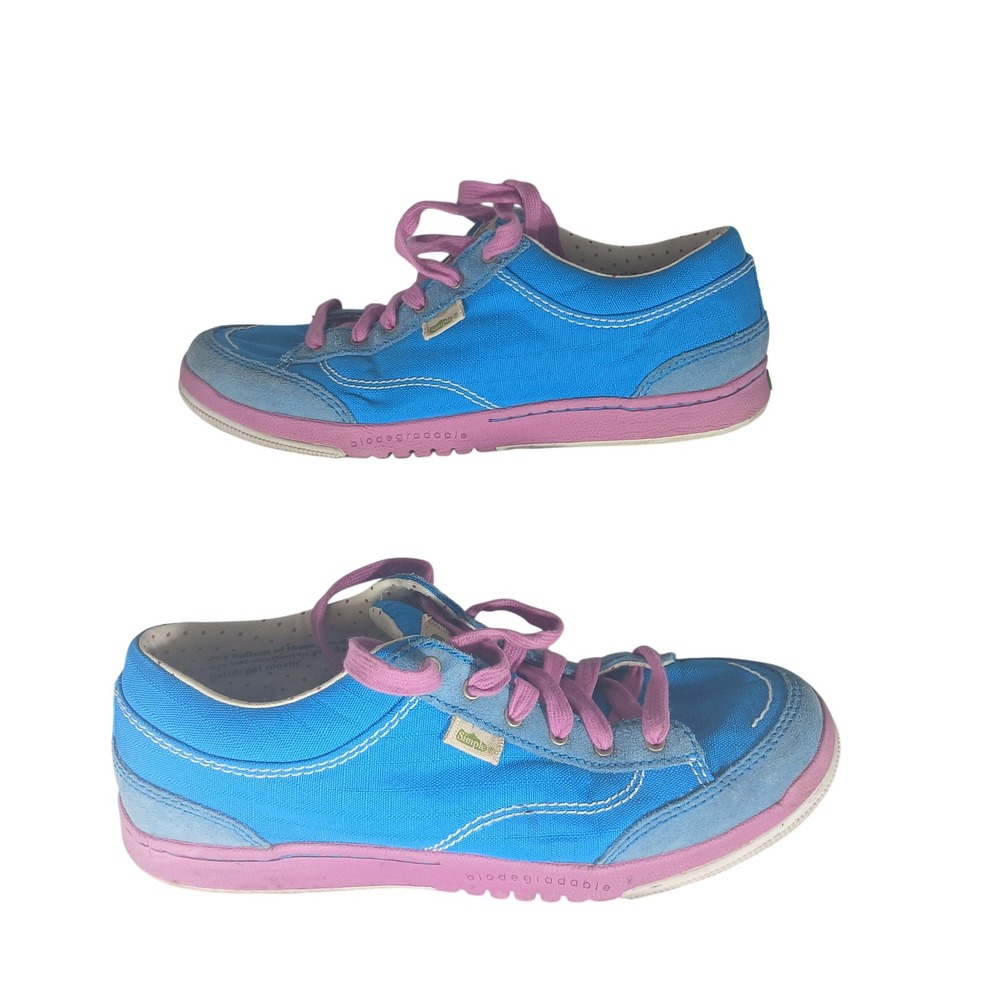 Simple‎ Shoes Blue Pink Canvas Suede Biodegradable Sneakers Size 10 Eco-friendly
